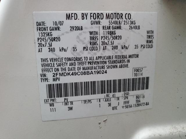 Photo 10 from auction – 2008 FORD EDGE LIMIT with VIN 2FMDK49C08BA19024