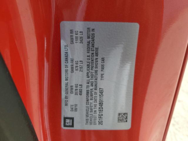Photo 10 from auction – 2011 CHEVROLET CAMARO LT with VIN 2G1FG1ED4B9115497