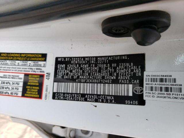 Photo 10 from auction – 2011 TOYOTA CAMRY BASE with VIN 4T1BF3EKXBU712462