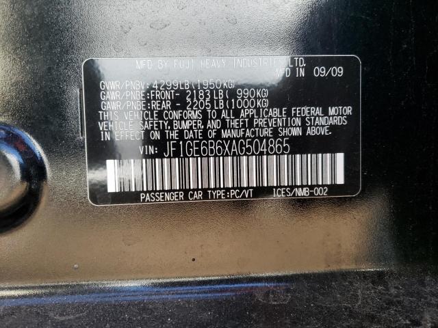 Photo 10 from auction – 2010 SUBARU IMPREZA 2. with VIN JF1GE6B6XAG504865