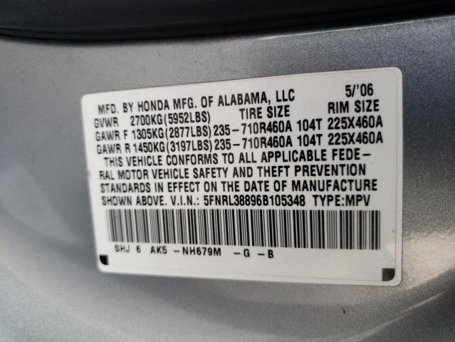 Photo 10 from auction – 2006 HONDA ODYSSEY with VIN 5FNRL38896B105348