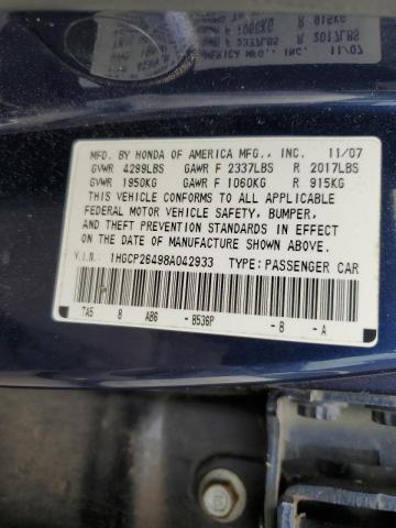 Photo 10 from auction – 2008 HONDA ACCORD with VIN 1HGCP26498A042933