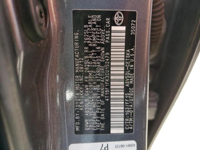 Photo 10 from auction – 2012 TOYOTA CAMRY BASE with VIN 4T1BF1FK3CU152479