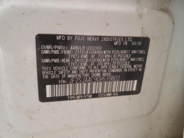 Photo 10 from auction – 2016 SUBARU FORESTER 2 with VIN JF2SJAAC9GH539802