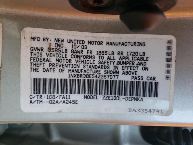 Photo 10 from auction – 2004 TOYOTA COROLLA CE with VIN 1NXBR38E54Z267077