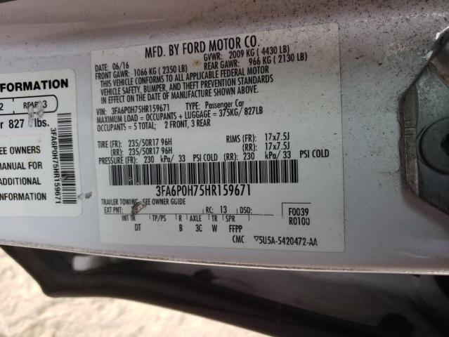 Photo 10 from auction – 2017 FORD FUSION SE with VIN 3FA6P0H75HR159671