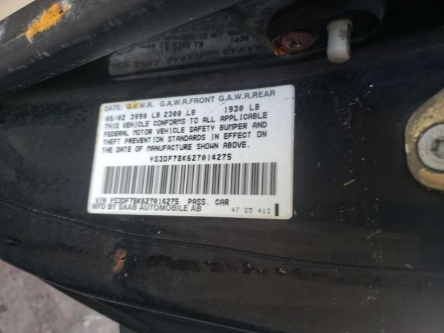 Photo 10 from auction – 2002 SAAB 9-3 SE with VIN YS3DF78K627014275