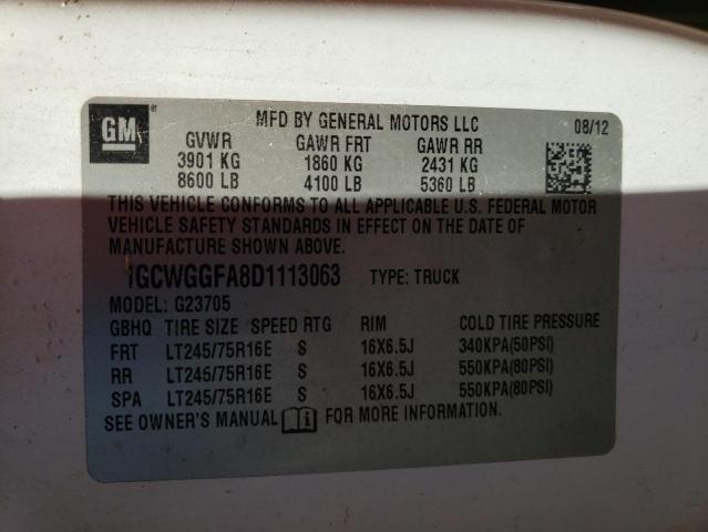 Photo 10 from auction – 2013 CHEVROLET EXPRESS G2 with VIN 1GCWGGFA8D1113063