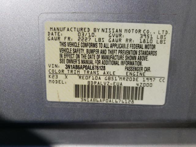 Photo 10 from auction – 2010 NISSAN SENTRA with VIN 3N1AB6AP0AL676128