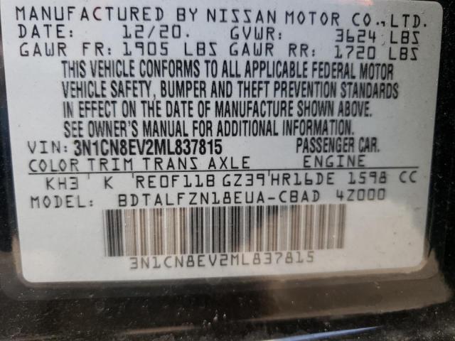 Photo 10 from auction – 2021 NISSAN VERSA SV with VIN 3N1CN8EV2ML837815