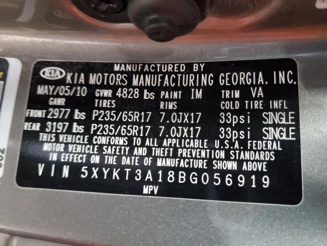 Photo 10 from auction – 2011 KIA SORENTO BA with VIN 5XYKT3A18BG056919