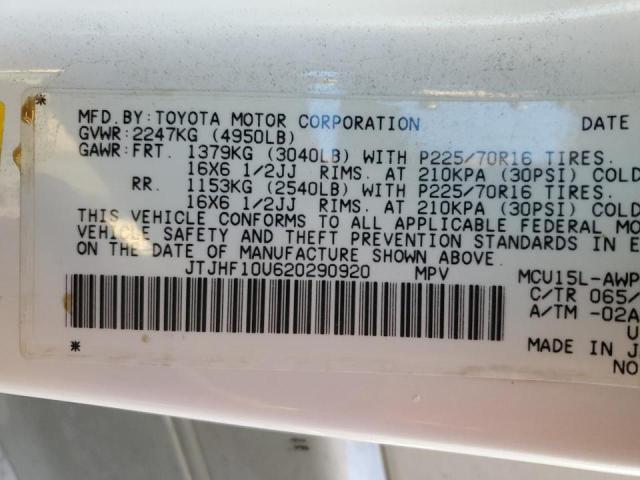 Photo 10 from auction – 2002 LEXUS RX 300 with VIN JTJHF10U620290920