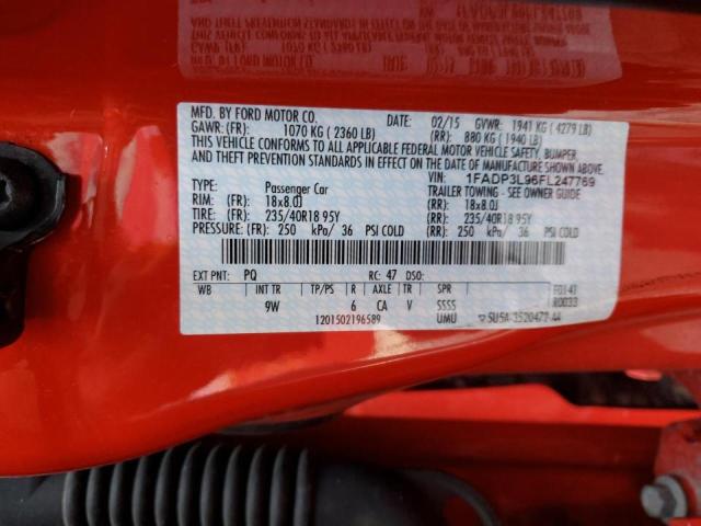 Photo 10 from auction – 2015 FORD FOCUS ST with VIN 1FADP3L96FL247769