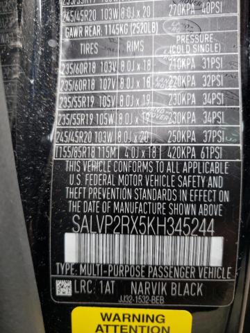 Photo 10 from auction – 2019 LAND ROVER RANGE ROVE with VIN SALVP2RX5KH345244