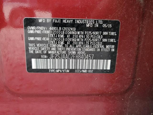 Photo 10 from auction – 2015 SUBARU FORESTER 2 with VIN JF2SJAAC2FH840457