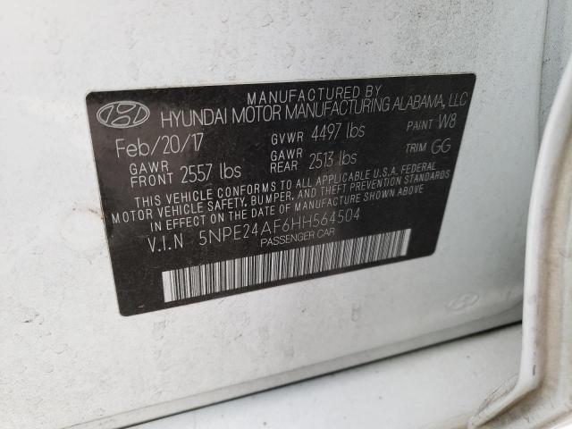 Photo 10 from auction – 2017 HYUNDAI SONATA SE with VIN 5NPE24AF6HH564504