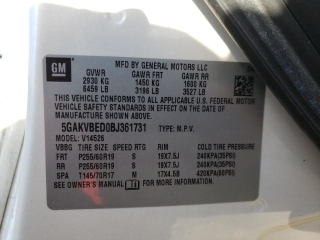 Photo 10 from auction – 2011 BUICK ENCLAVE CX with VIN 5GAKVBED0BJ361731