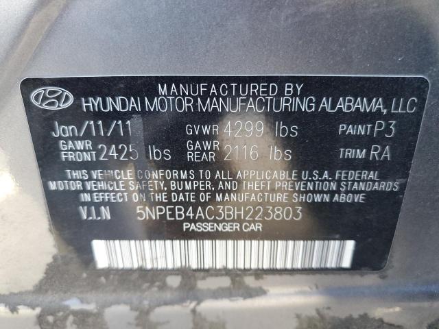Photo 10 from auction – 2011 HYUNDAI SONATA GLS with VIN 5NPEB4AC3BH223803