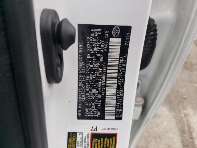 Photo 10 from auction – 2017 TOYOTA CAMRY LE with VIN 4T1BF1FK0HU769331