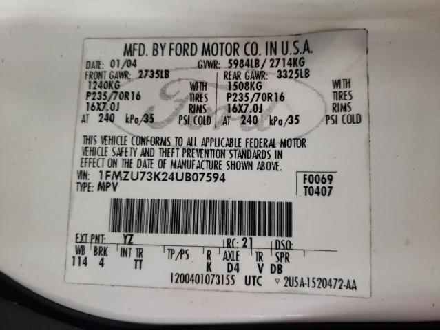 Photo 10 from auction – 2004 FORD EXPLORER X with VIN 1FMZU73K24UB07594