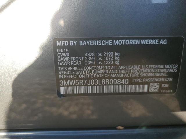 Photo 10 from auction – 2020 BMW 330XI with VIN 3MW5R7J03L8B09840