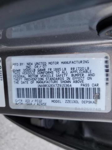 Photo 10 from auction – 2007 TOYOTA COROLLA CE with VIN 1NXBR32EX7Z915364