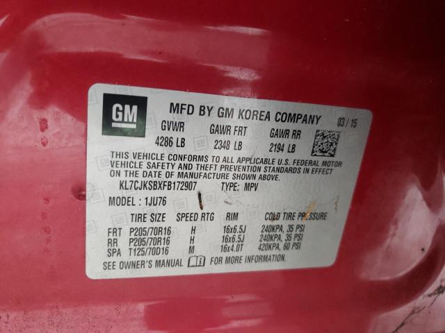 Photo 10 from auction – 2015 CHEVROLET TRAX LS with VIN KL7CJKSBXFB172907