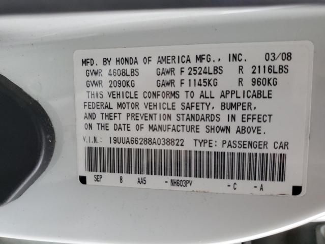 Photo 10 from auction – 2008 ACURA TL with VIN 19UUA66288A038822