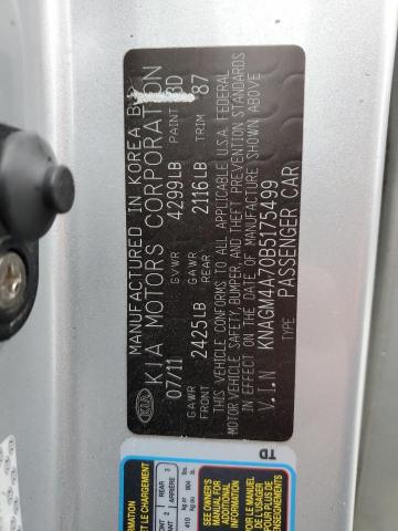 Photo 10 from auction – 2011 KIA OPTIMA LX with VIN KNAGM4A70B5175499