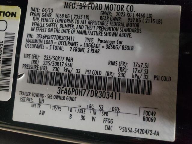 Photo 10 from auction – 2013 FORD FUSION SE with VIN 3FA6P0H77DR303411