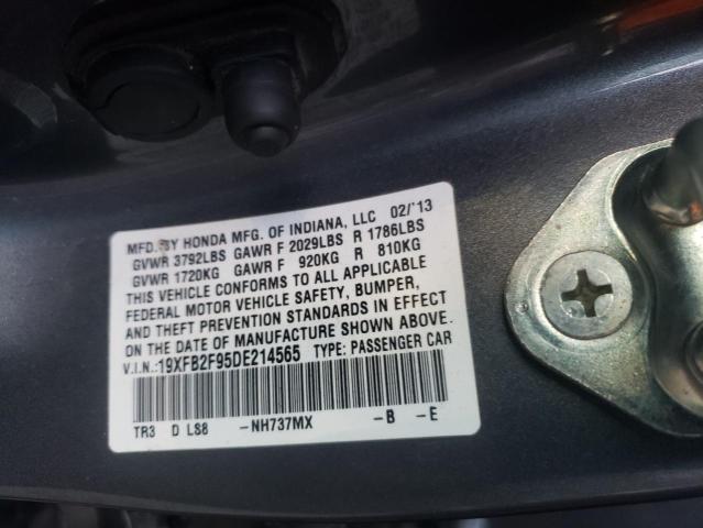 Photo 10 from auction – 2013 HONDA CIVIC EXL with VIN 19XFB2F95DE214565
