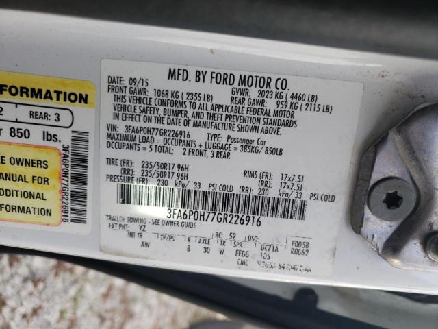 Photo 10 from auction – 2016 FORD FUSION SE with VIN 3FA6P0H77GR226916