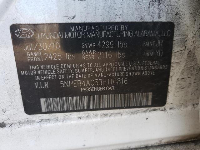 Photo 10 from auction – 2011 HYUNDAI SONATA GLS with VIN 5NPEB4AC3BH116816