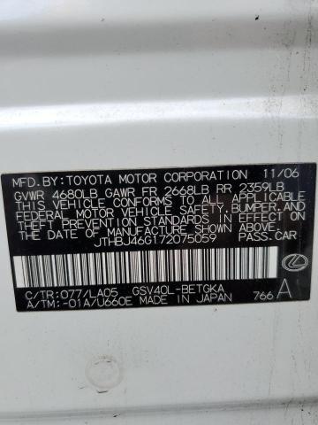 Photo 10 from auction – 2007 LEXUS ES 350 with VIN JTHBJ46G172075059