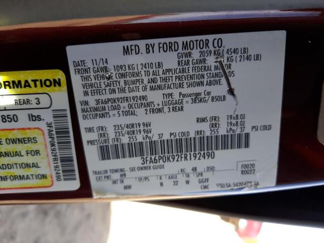 Photo 10 from auction – 2015 FORD FUSION TIT with VIN 3FA6P0K92FR192490