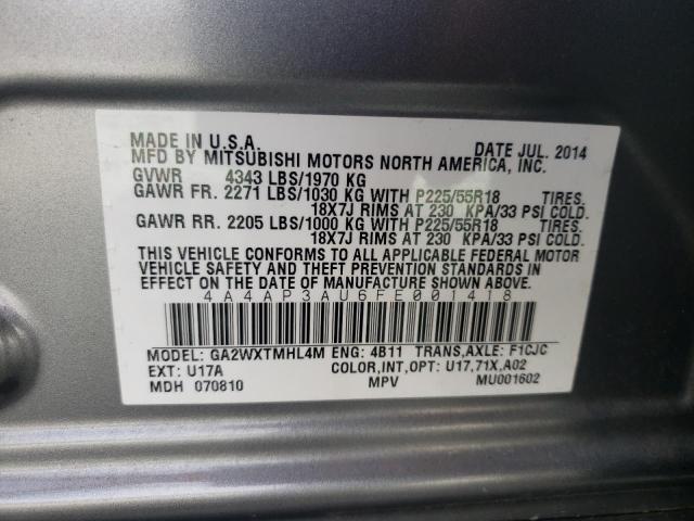 Photo 10 from auction – 2015 MITSUBISHI OUTLANDER with VIN 4A4AP3AU6FE001418
