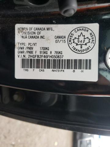 Photo 10 from auction – 2015 HONDA CIVIC LX with VIN 2HGFB2F46FH050837