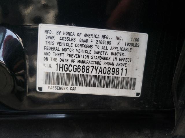Photo 10 from auction – 2000 HONDA ACCORD with VIN 1HGCG6687YA089811