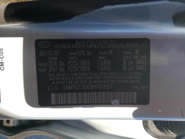 Photo 10 from auction – 2008 HYUNDAI SANTA FE G with VIN 5NMSG13D68H161697