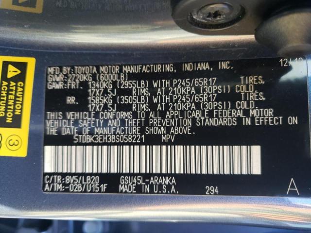 Photo 10 from auction – 2011 TOYOTA HIGHLANDER with VIN 5TDBK3EH3BS058221