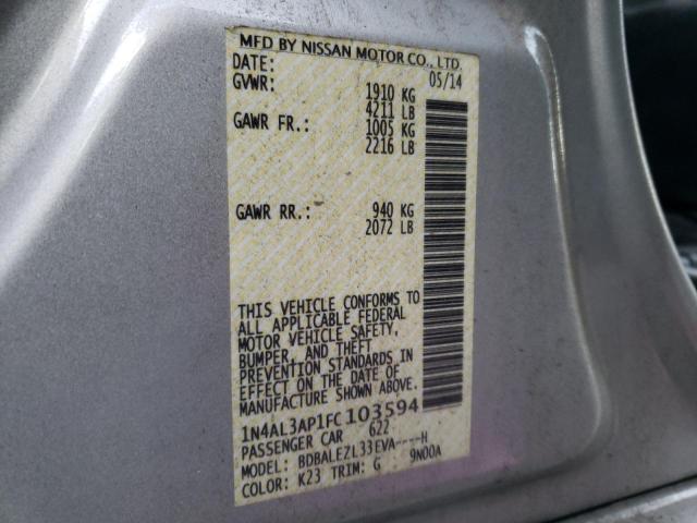 Photo 10 from auction – 2015 NISSAN ALTIMA 2.5 with VIN 1N4AL3AP1FC103594