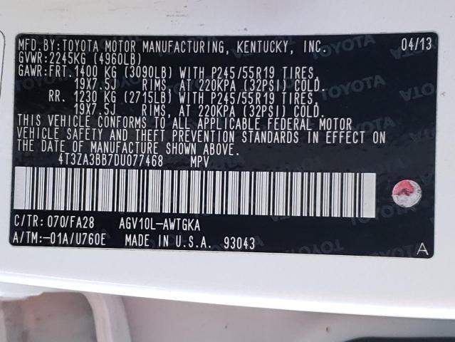 Photo 10 from auction – 2013 TOYOTA VENZA LE with VIN 4T3ZA3BB7DU077468