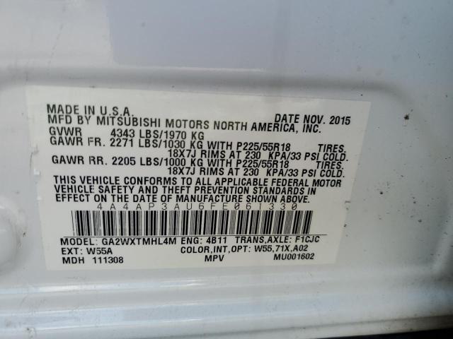 Photo 10 from auction – 2015 MITSUBISHI OUTLANDER with VIN 4A4AP3AU6FE061330