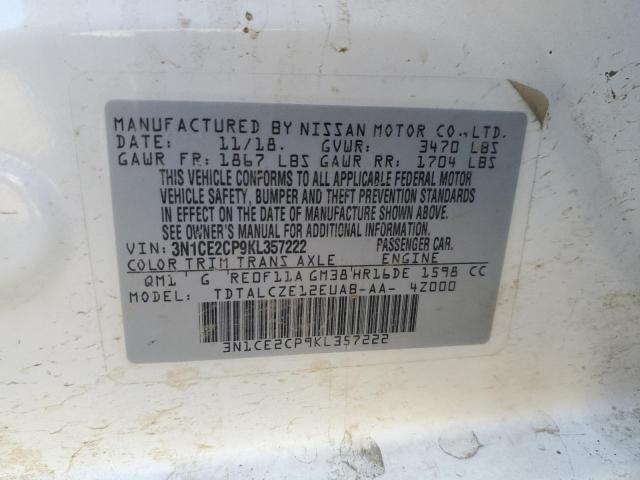 Photo 10 from auction – 2019 NISSAN VERSA NOTE with VIN 3N1CE2CP9KL357222