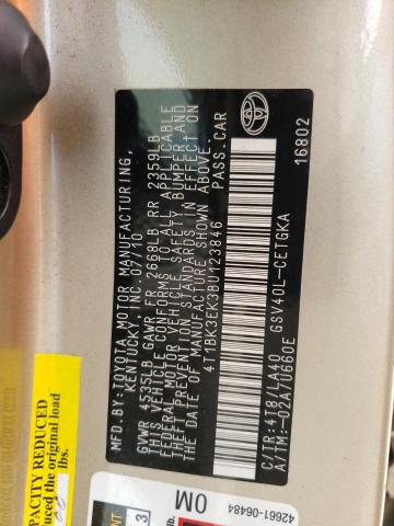 Photo 10 from auction – 2011 TOYOTA CAMRY SE with VIN 4T1BK3EK3BU123846