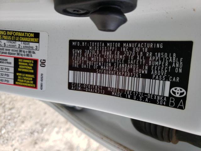 Photo 10 from auction – 2019 TOYOTA COROLLA L with VIN 5YFBURHEXKP891361