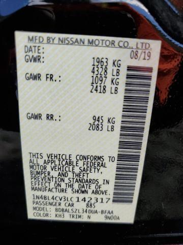 Photo 10 from auction – 2020 NISSAN ALTIMA SR with VIN 1N4BL4CV3LC142317