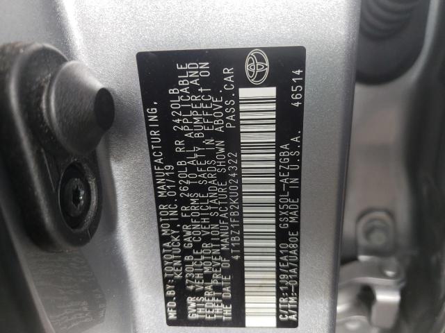 Photo 10 from auction – 2019 TOYOTA AVALON XLE with VIN 4T1BZ1FB2KU024322