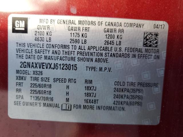 Photo 10 from auction – 2018 CHEVROLET EQUINOX L with VIN 2GNAXVEVXJ6123015