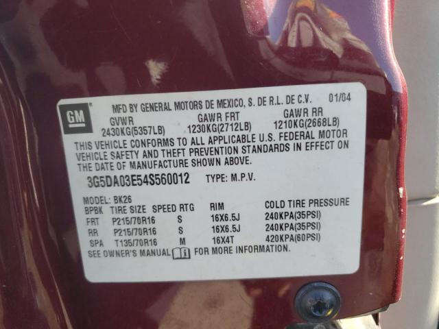 Photo 10 from auction – 2004 BUICK RENDEZVOUS with VIN 3G5DA03E54S560012
